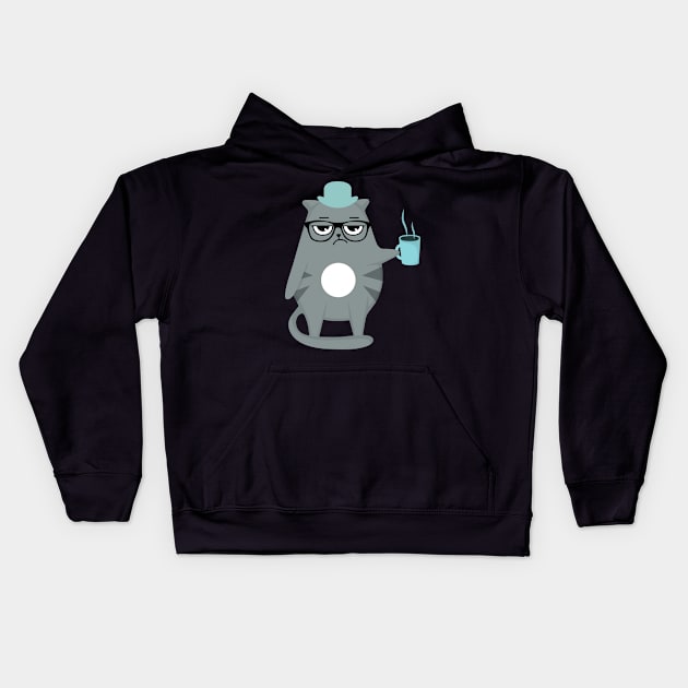 funny cat coffee Kids Hoodie by Tee Shop